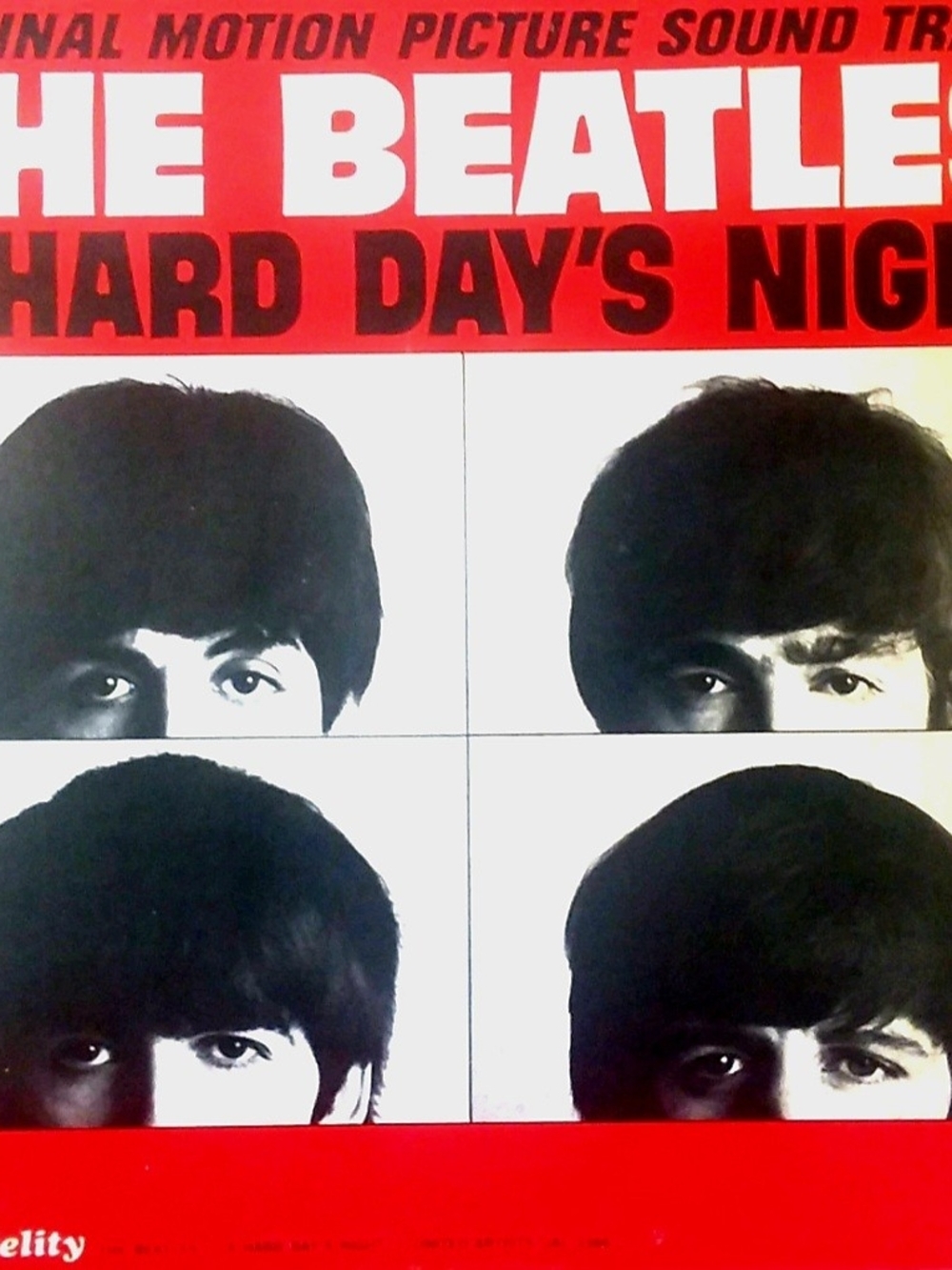 The Beatles Red, Black and White Poster - Hard Day's Night